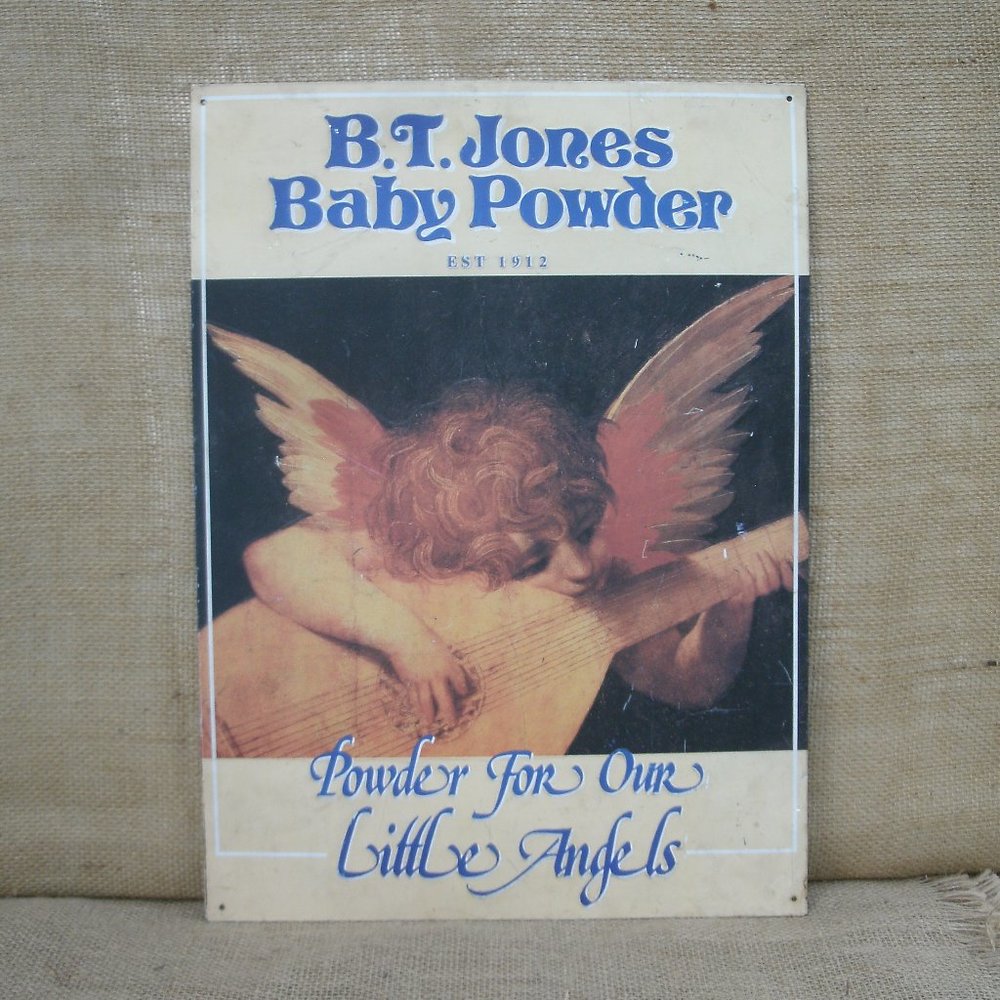Vintage B.T. Jones Baby Powder Metal Sign